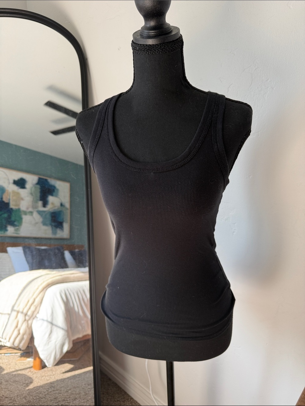 Tilly's Black Ribbed Tank with Scoop Neck